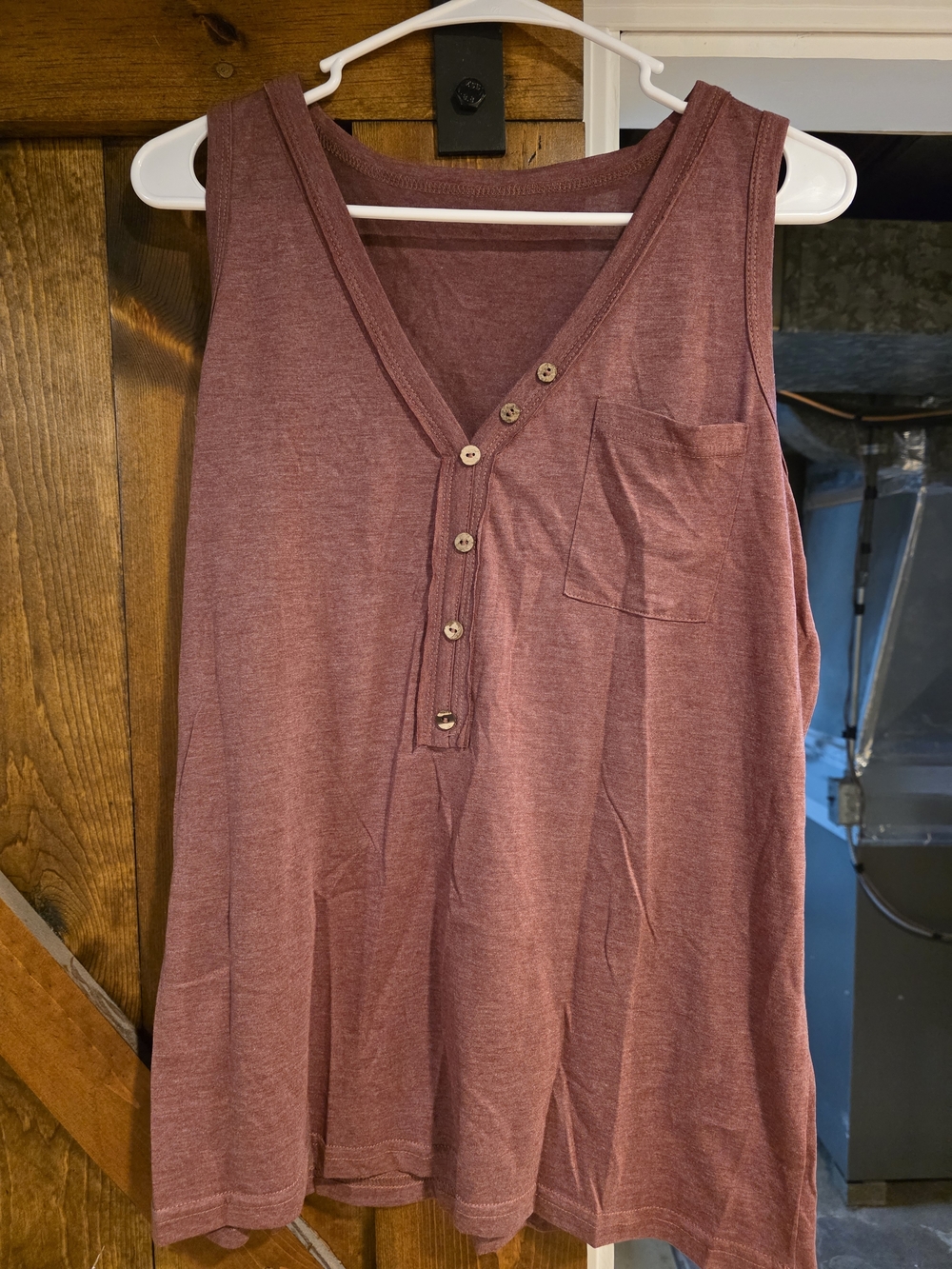 Sleeveless Henley Tank Top in Dusty Rose